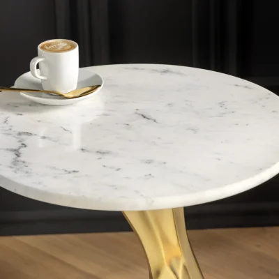 Príručný stolík TEAR 60cm zlatobiely mramor