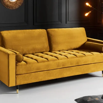 Pohovka COZY VELVET 220 cm horčicovo žltý zamat