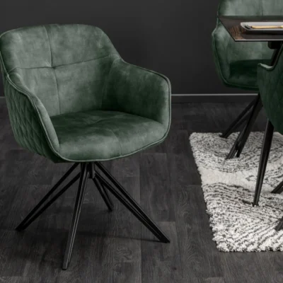 Stolička Euphoria tmavozelená zamatová otočná