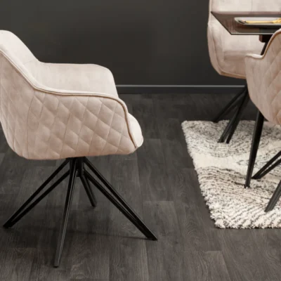 Stolička Euphoria champagne greige zamatová otočná