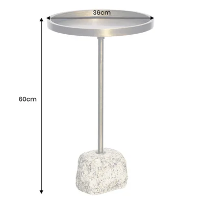 Príručný stolík TRAYFUL s mramorovou základňou 60 cm a železnou doskou v starožitnej mosadzi