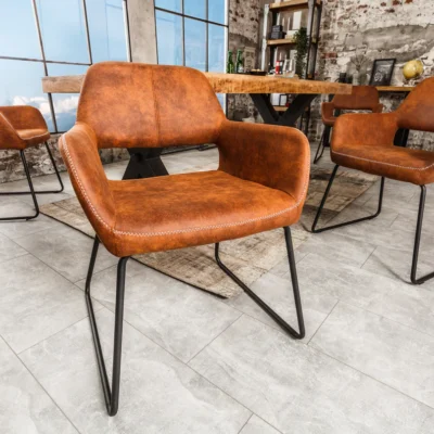 Stolička Mustang v industriálnom štýle hnedá