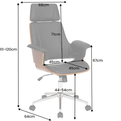 Kancelárska stolička MANHATTAN – otočná, výškovo nastaviteľná, koženka a orechové drevo