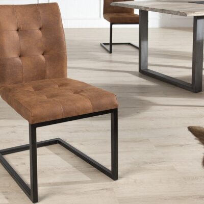 Stolička konzolová Oxford cognac iron