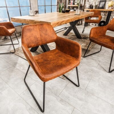 Stolička Mustang v industriálnom štýle hnedá