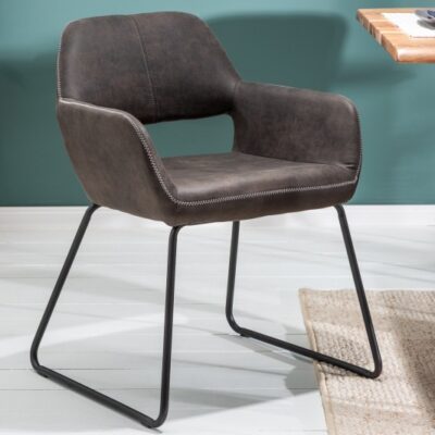 Stolička Mustang starožitná sivá lakťová opierka