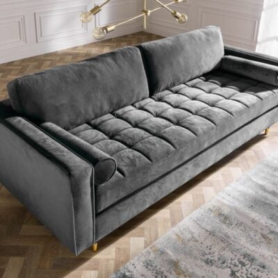 Trojmiestna pohovka COZY VELVET 220cm zamatovo šedá