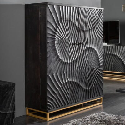 Dizajnová skrinka barová Zorpi 140cm masívne mangové drevo / čierna