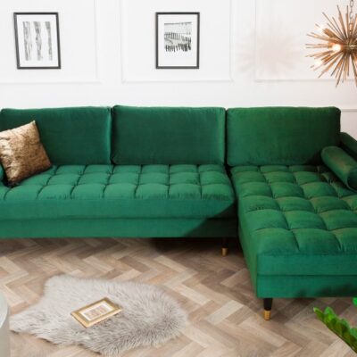 Rohová sedačka Cosy Velvet II smaragdovo zelený zamat