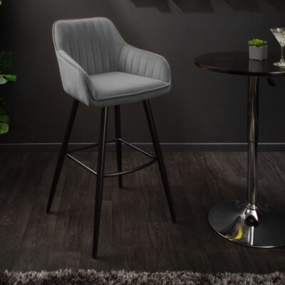Barová stolička Turin velvet silver grey