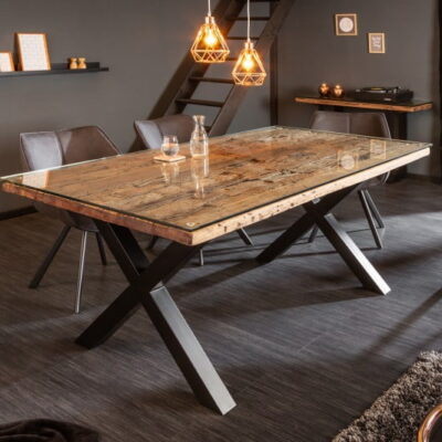 Jedálenský stôl Barracuda X 180cm natural so sklom