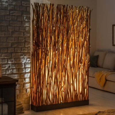 Stojacia lampa Natural Paravent 180cm natural longan wood