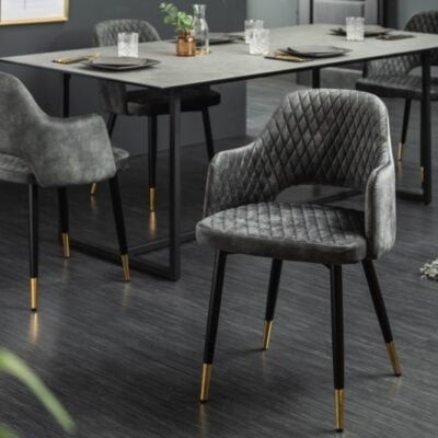 Stolička Paris dekoračné prešívanie zamat sivozelená