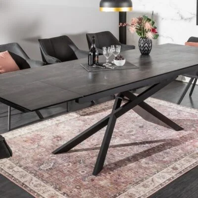 Rozťahovací jedálenský stôl EUPHORIA s keramickou doskou v lava vzhľade