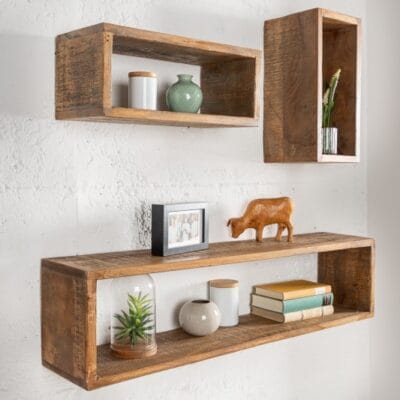 Nástenná polica Hemingway sada 3 ks mango hnedá