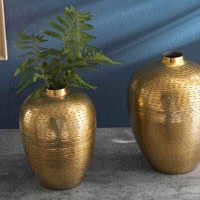 Set dvoch vázičiek ORIENTAL s efektom kladivkovania zlatá