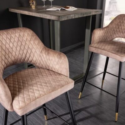 Barová stolička Paris dekoračné prešívanie zamat greige