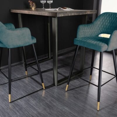 Barová stolička Paris dekoračné prešívanie petrol velvet