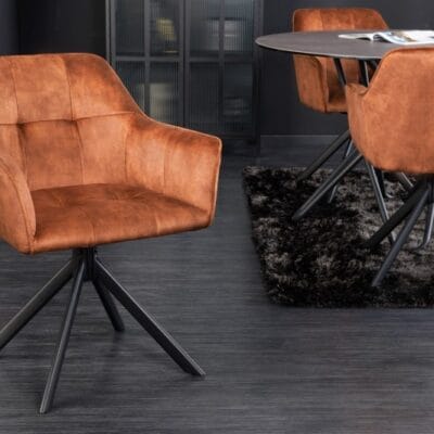 Loftová stolička medená hnedá otočná