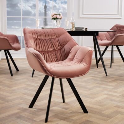 Stolička The Dutch Comfort zamatová staroružová lakťová opierka