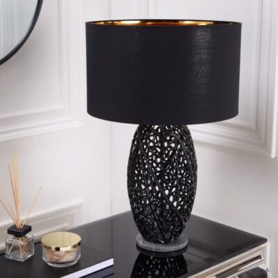 Stolná lampa Leaf 45cm čierna RÁM