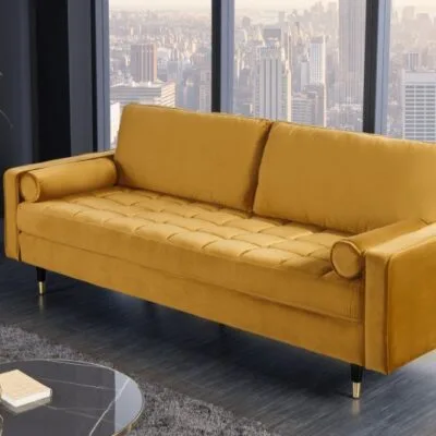 Pohovka COZY VELVET 220 cm horčicovo žltý zamat