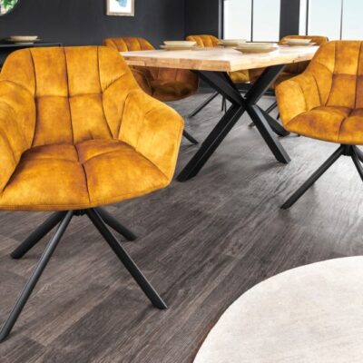 Papillon zamatovo horčicovo žltá otočná stolička