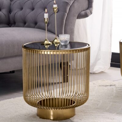 Konferenčný stolík 40cm zlato čierne sklo