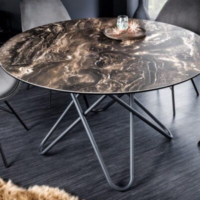 Jedálenský stôl Kruhový 120cm prírodný kameň keramika