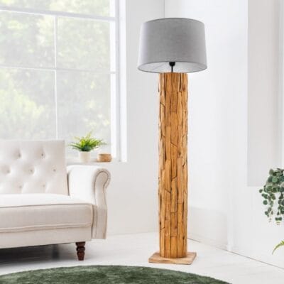 Stojacia lampa Roots II s dreveným telom 138 cm