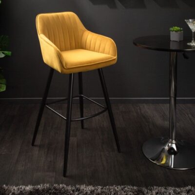 Barová stolička Turínska horčicová žltý zamat