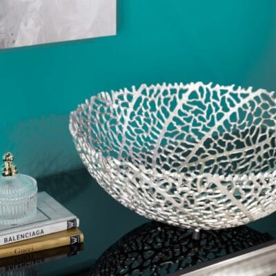 Miska Abstract Leaf 45cm strieborná