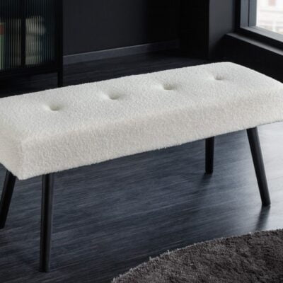 Lavica Boutique 100cm biela plyšová látka