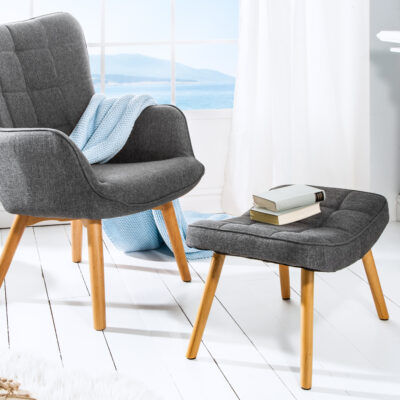 Kreslo Scandinavia Grey s taburetkou