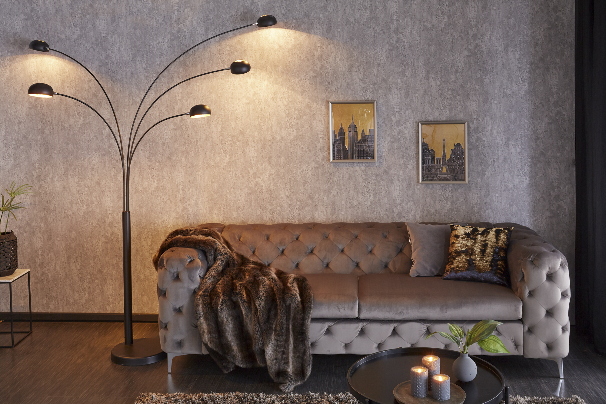 Stojacia lampa Five Lights black gold – Obrázok 2