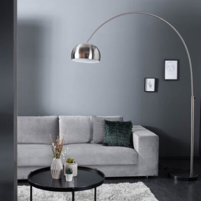 Stojacia lampa Big Bow brúsený chróm 170-210cm