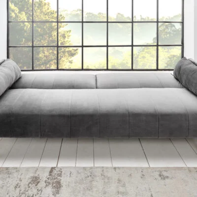 Rozkladacia pohovka Divani II striebornošedý zamat