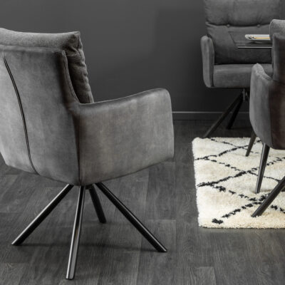 Stolička Big George antracitová otočná lakťová opierka