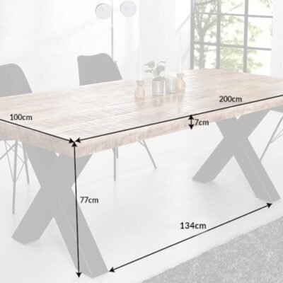 Jedálenský stôl Iron Craft 200cm mango natural 70mm