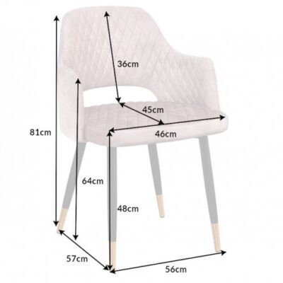 Stolička Paris dekoračné prešívanie zamat greige