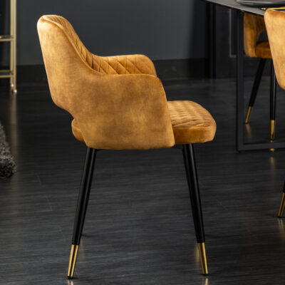 Stolička Paris dekoračné prešívanie zamatová horčicová žltá