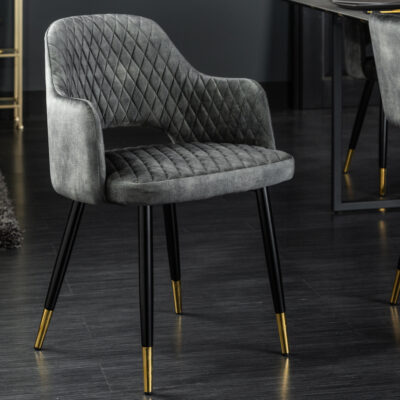 Stolička Paris dekoračné prešívanie zamat sivozelená