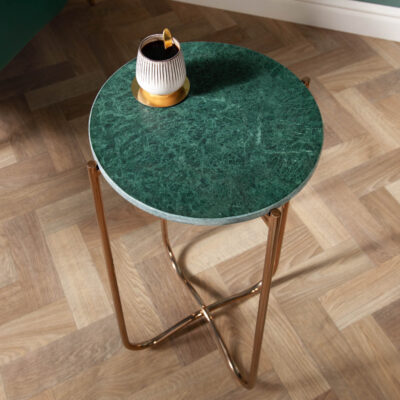 Príručný stolík Noble I 35cm mramor zelené zlato