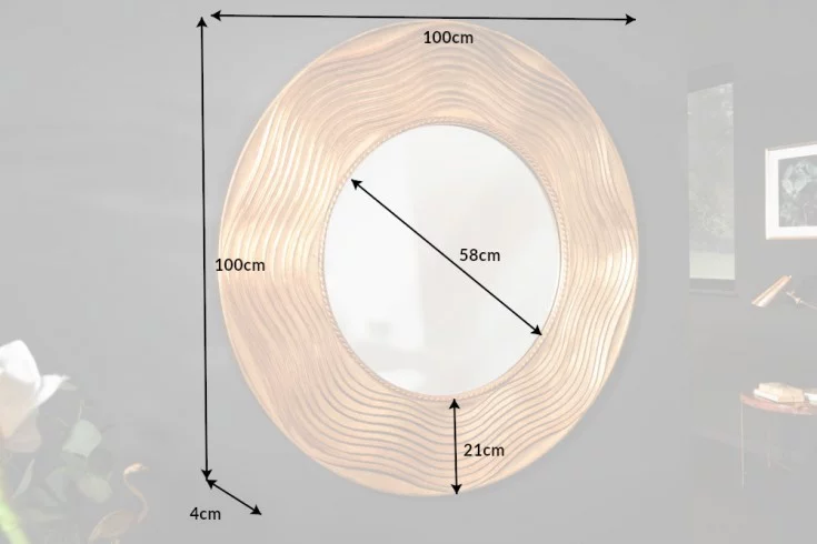 Nástenné zrkadlo Circle 100cm okrúhle zlaté – Obrázok 7