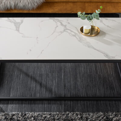 Konferenčný stolík Symbiosis 100cm mramorový vzhľad keramika