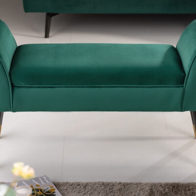 Krásna dizajnová lavica Scarlett 90 cm – zamatová smaragdovo zelená