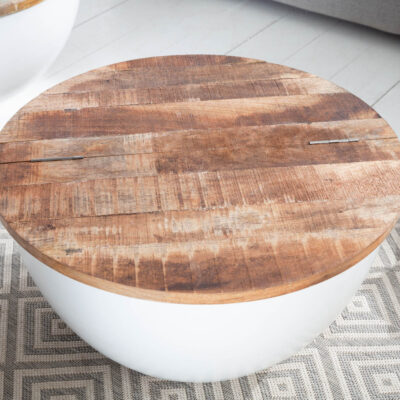 Konferenčný stolík Industrial Storage 60cm biely Mango