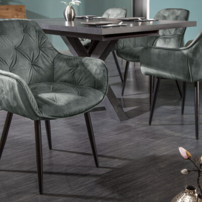 Stolička Milano sivozelený zamat