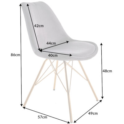 Stolička Scandinavia tmavošedá zamatovo zlatá