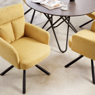 Retro stolička Big George horčicová žltá otočná 360